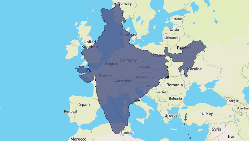 Replaying the Euro Trip swiss is 80 times smaller to india mylifeelsewhere.com country size comparison - Replaying the Euro Trip